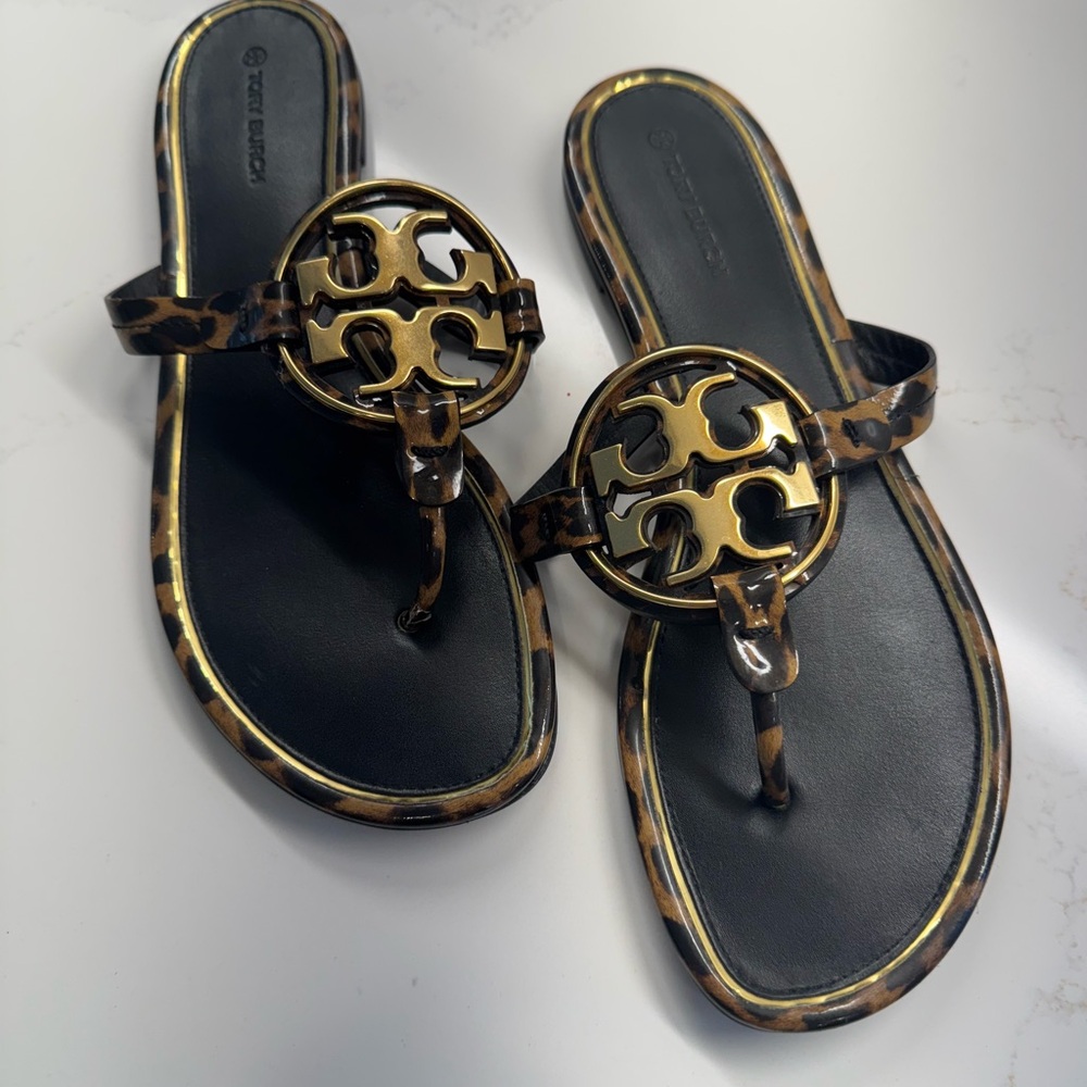 Tory Burch Black and Gold Sandals